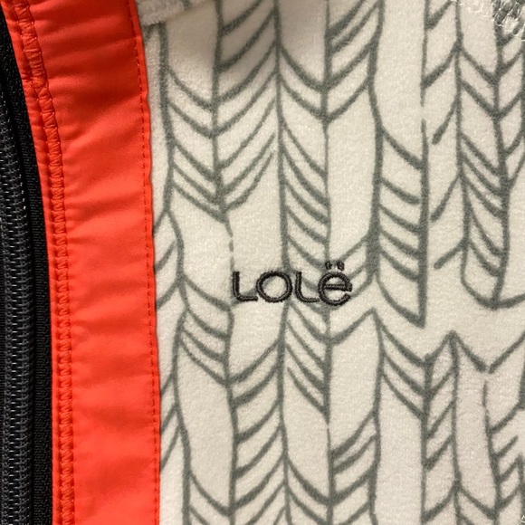 Lole Fleece Jacket Geometric Print Off White Gray Lightweight Coat Womens Medium - Picture 4 of 8